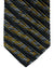 Vitaliano Pancaldi Pleated Silk Tie Black Gray Orange Gold Stripes