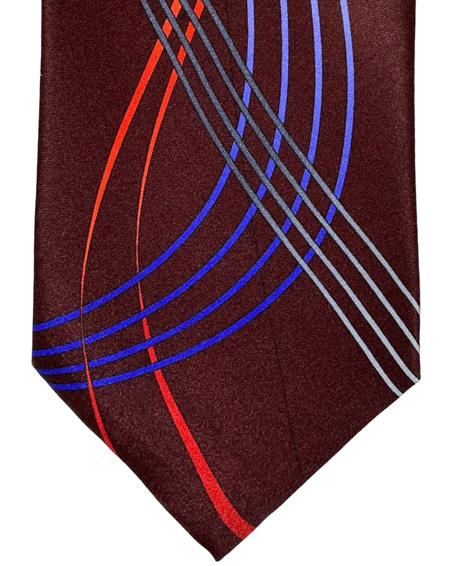 Vitaliano Pancaldi Silk Tie Maroon Blue Orange Swirl Design