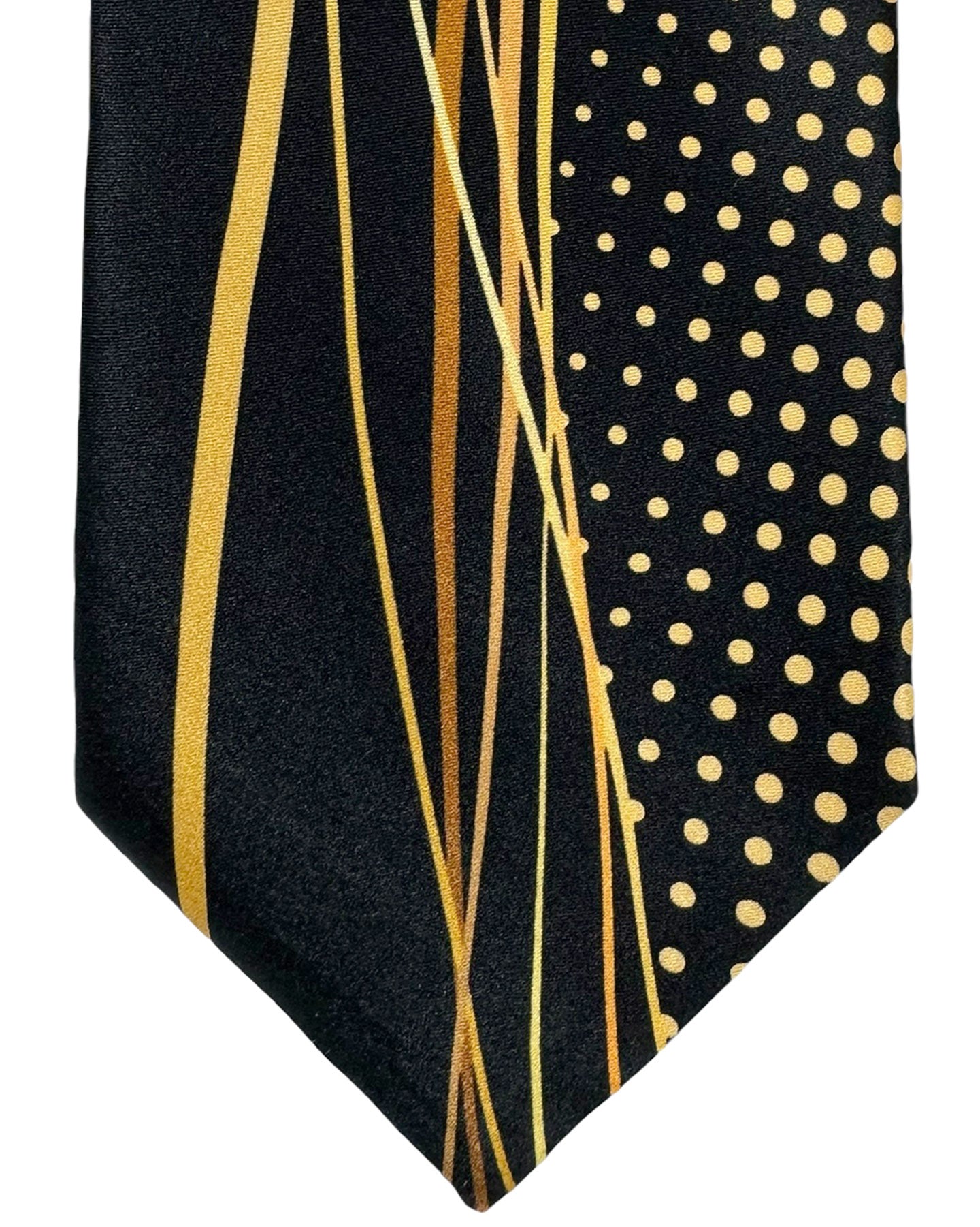 Vitaliano Pancaldi Silk Tie Black Orange Swirl Design