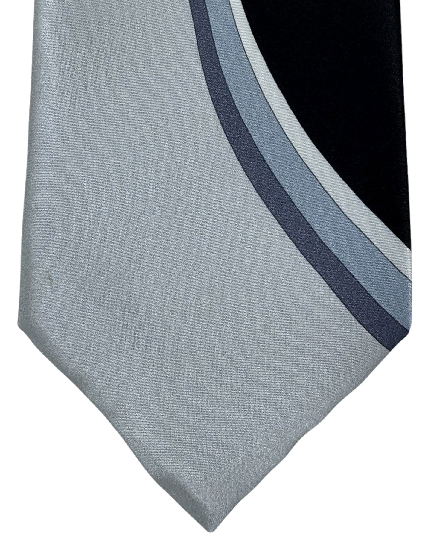 Vitaliano Pancaldi Silk Tie Gray Black Navy Swirl & Baroque Design