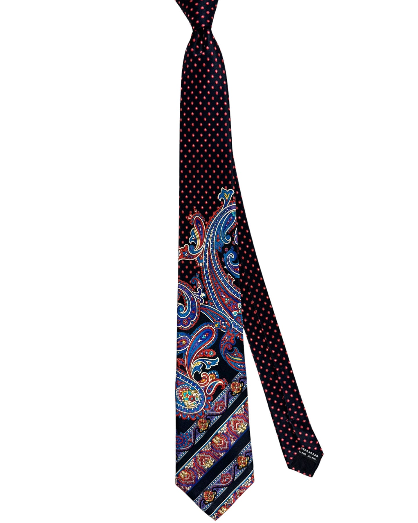 Vitaliano Pancaldi Silk Tie Black Purple Multi Colored Paisley & Ornamental Design