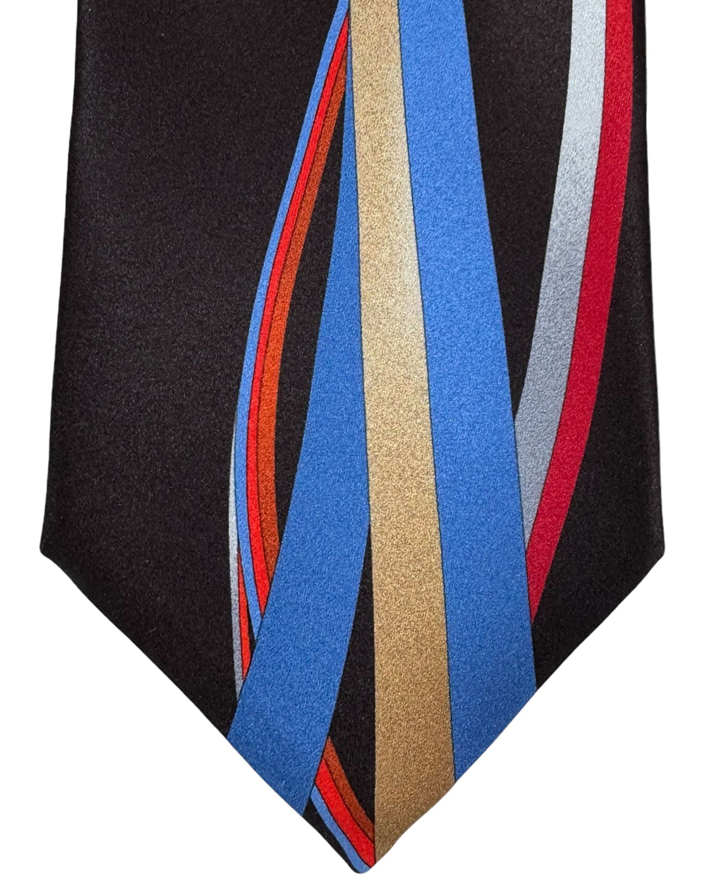 Vitaliano Pancaldi Silk Tie Black Red Blue Paisley & Swirl Design - New Collection