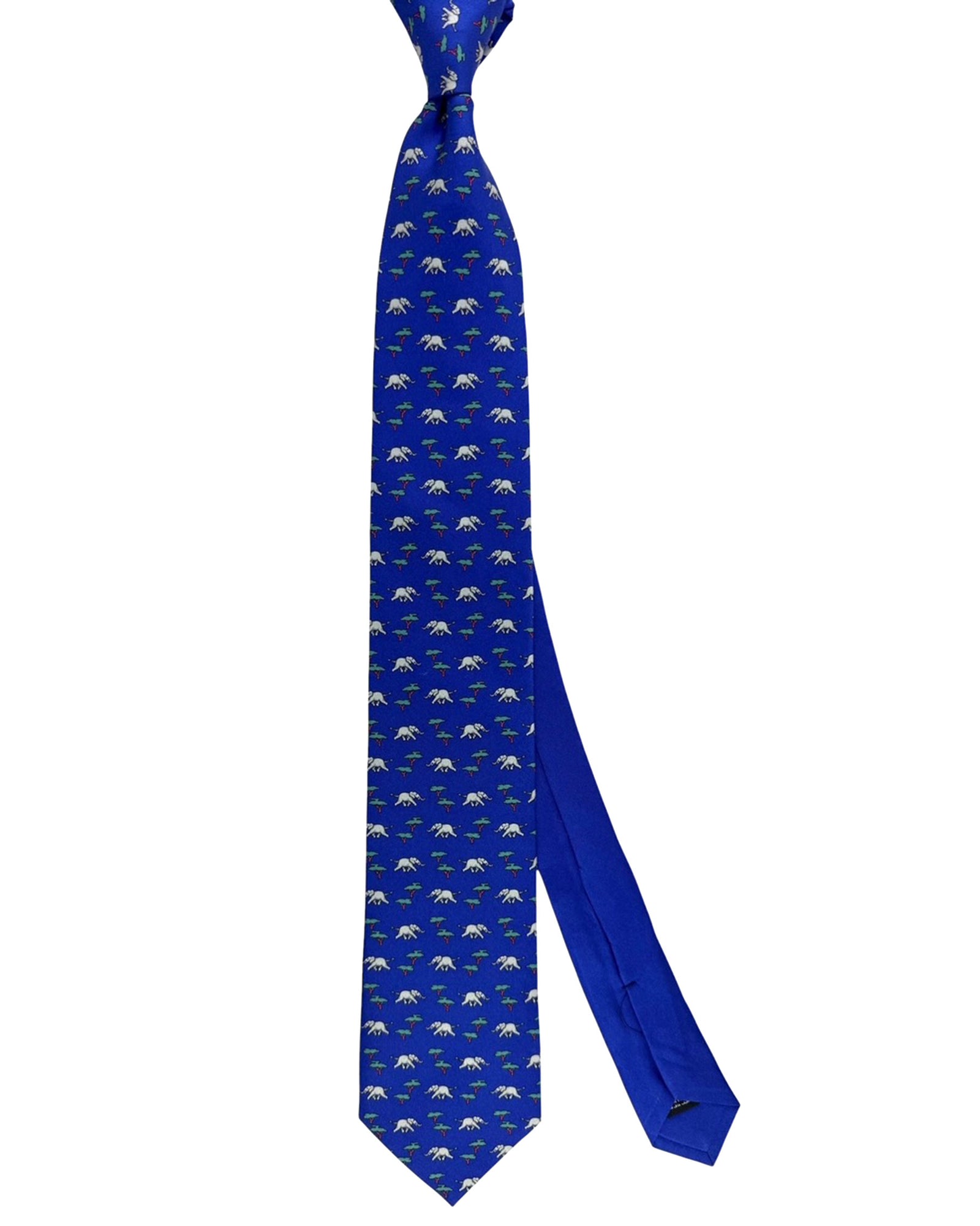 Thomas Pink Tie Lapis Blue Elephant & Tree Novelty