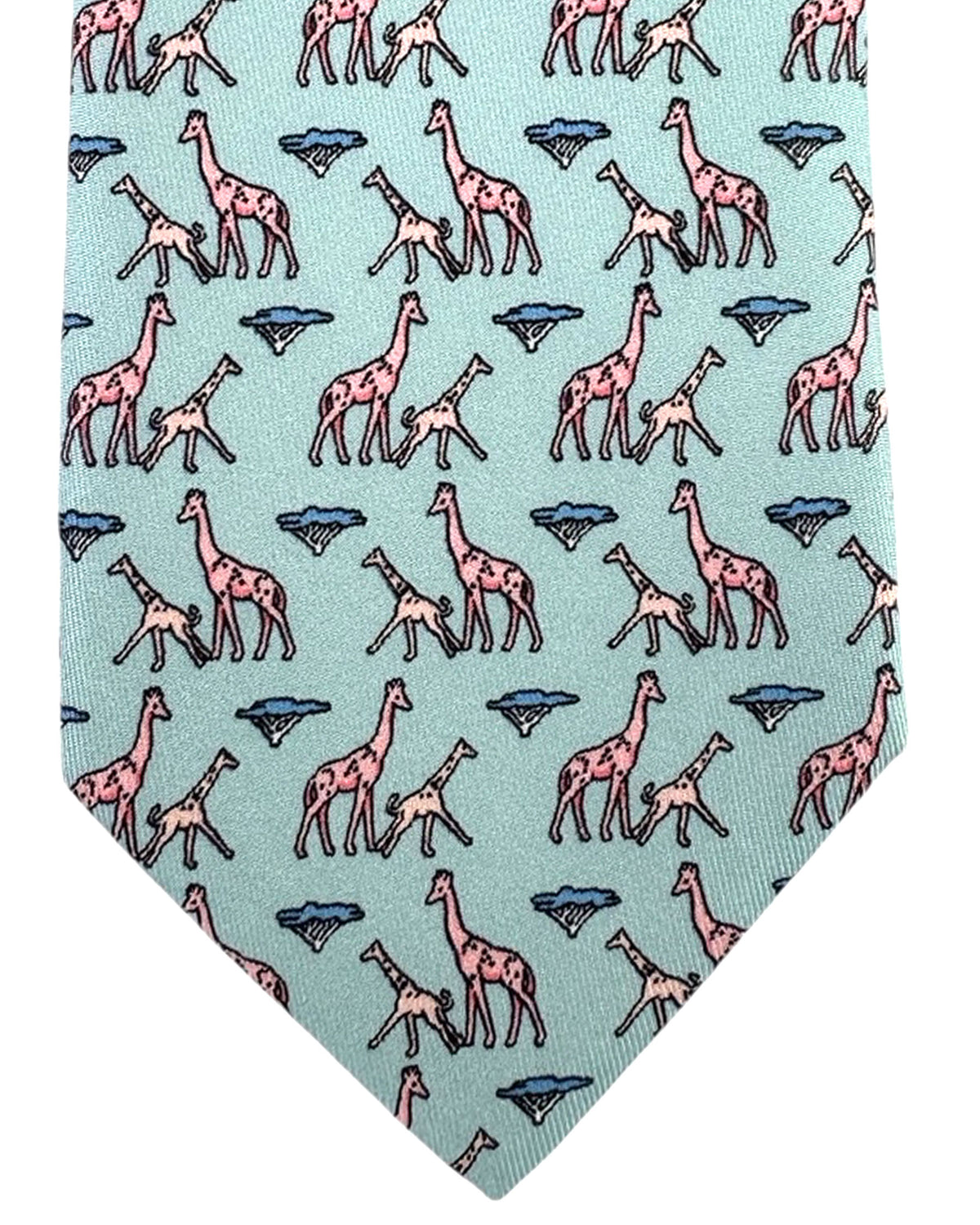 Thomas Pink Tie Light Blue Giraffe - Novelty Design