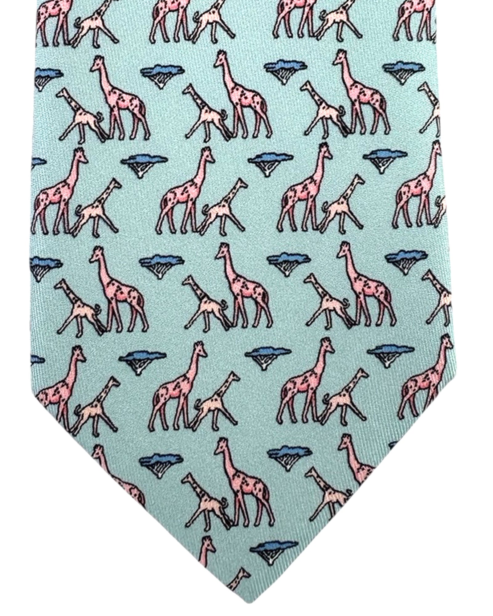 Thomas Pink Tie Light Blue Giraffe - Novelty Design
