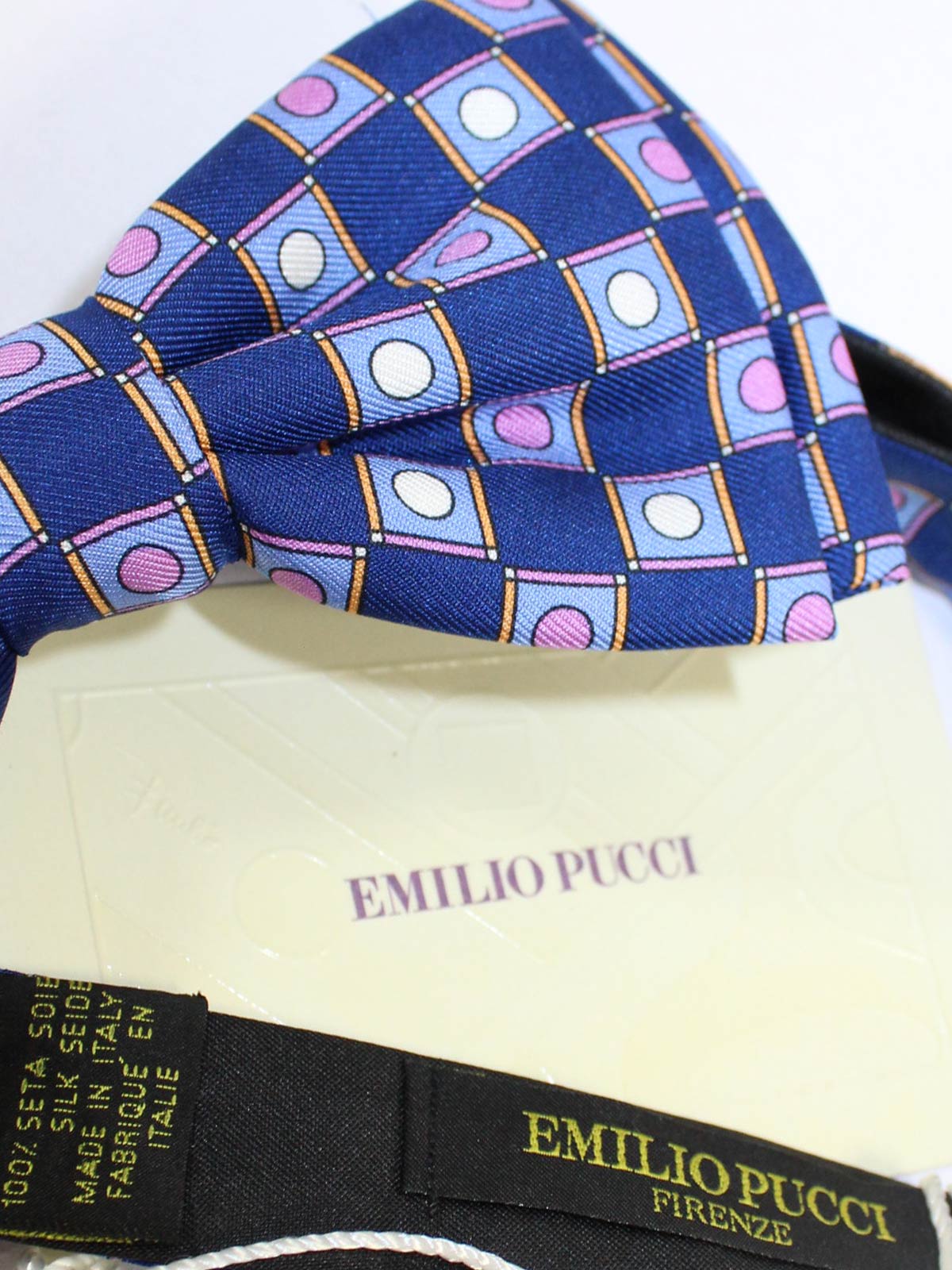 Emilio Pucci Silk Tie Signature Orange Brown Design