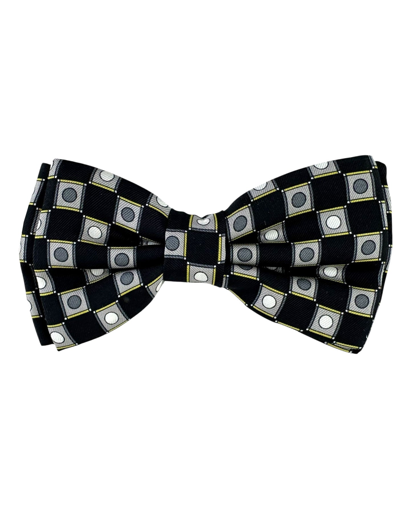Emilio Pucci Silk Bow Tie Gray Geometric Design - Pre-Tied Bowtie