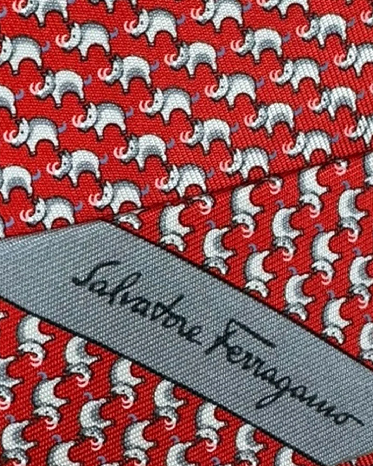 Salvatore Ferragamo Silk Tie Red Boar Novelty