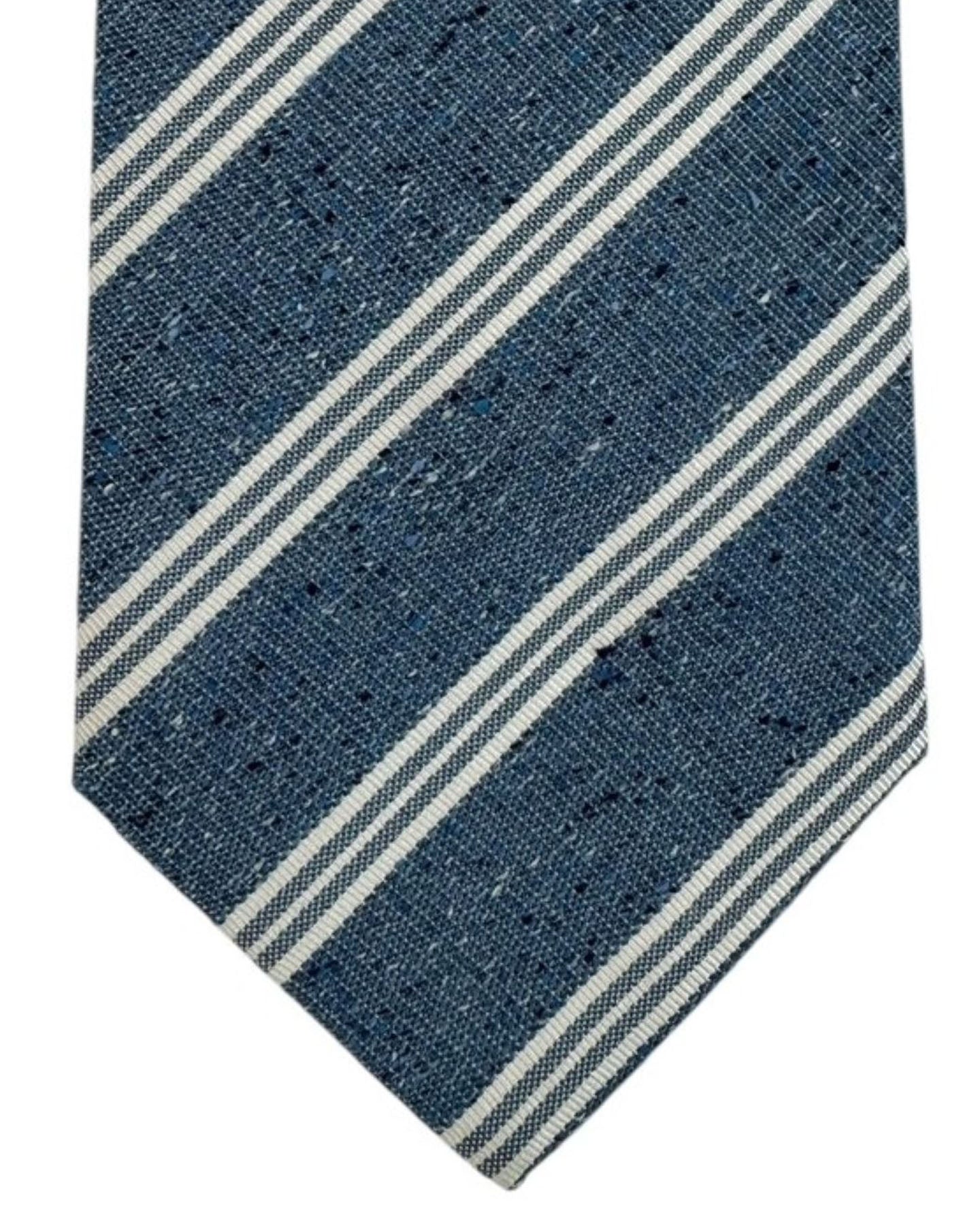 Luigi Borrelli Silk Tie Stripes Blue