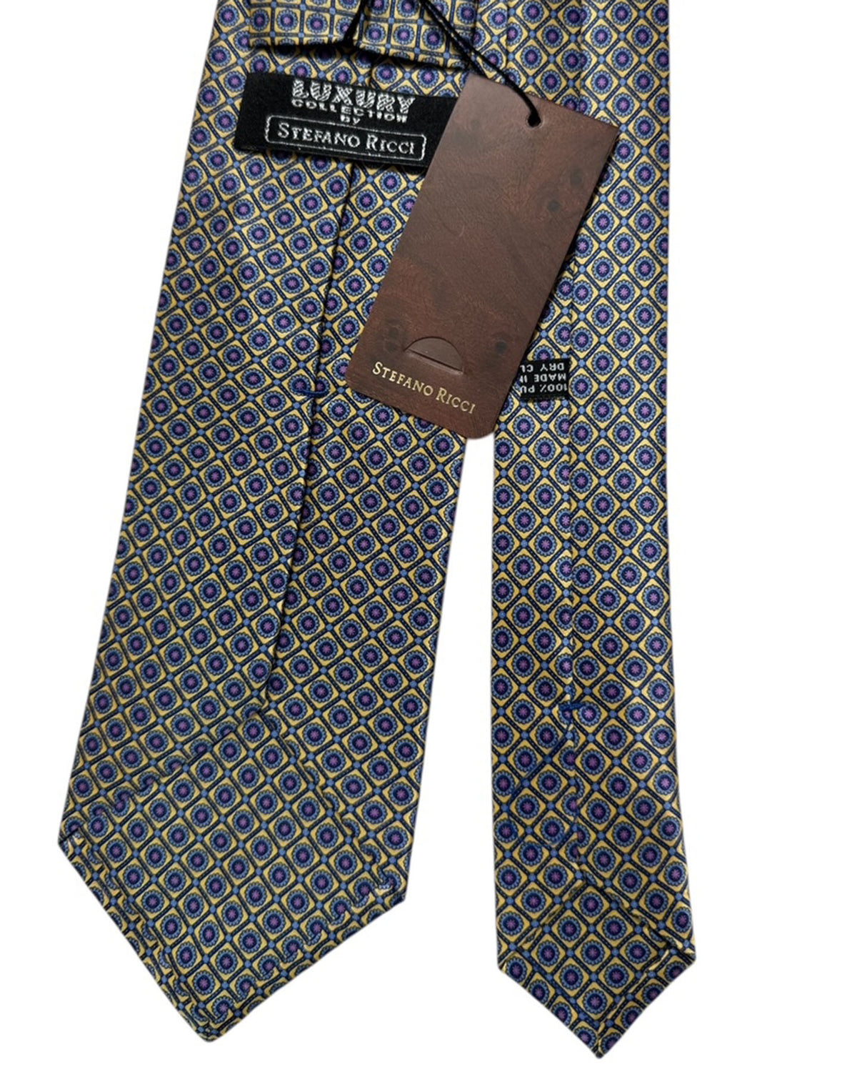 Stefano Ricci Tie Yellow Blue Floral Geometric