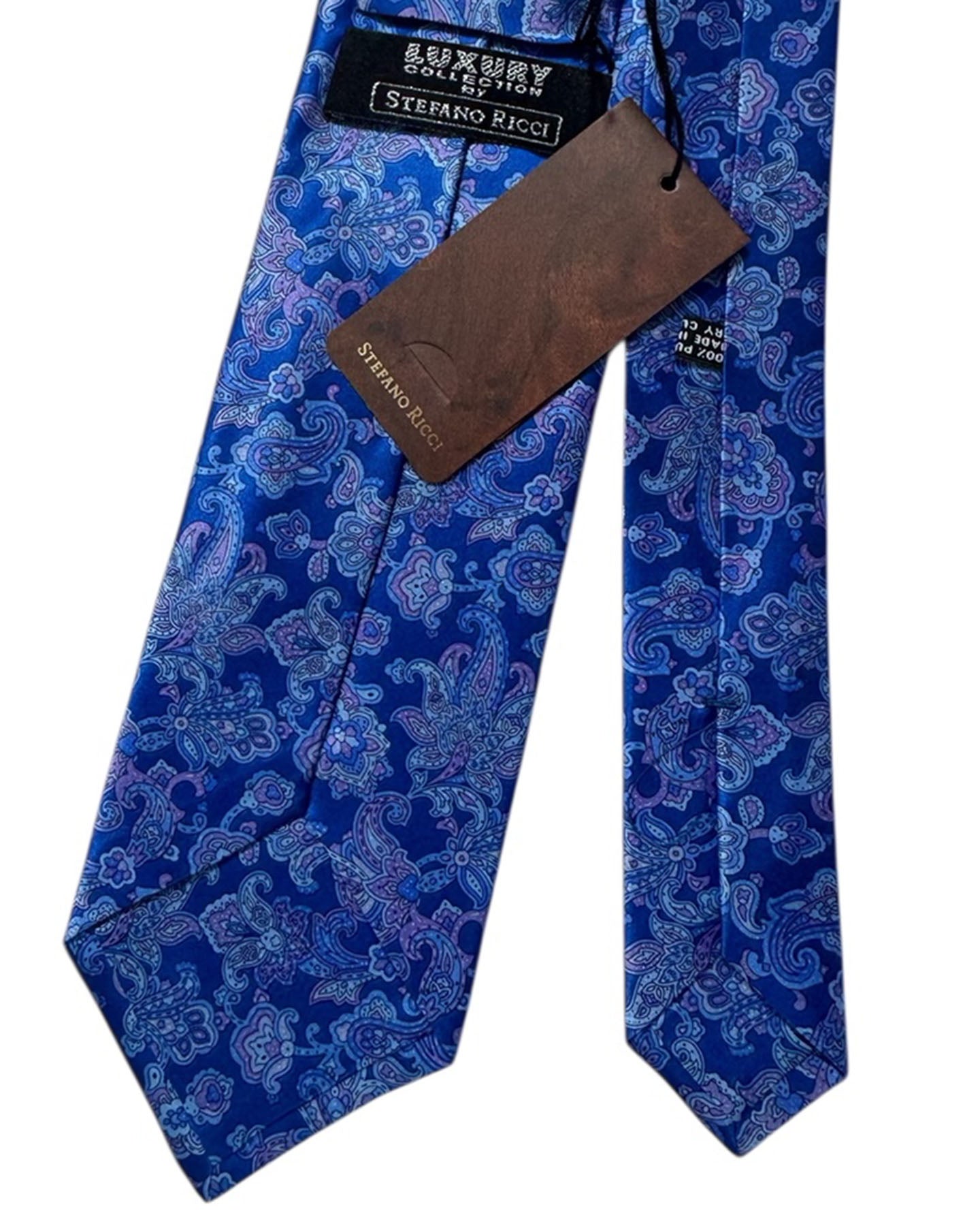 Stefano Ricci Tie Royal Blue Lilac Paisley