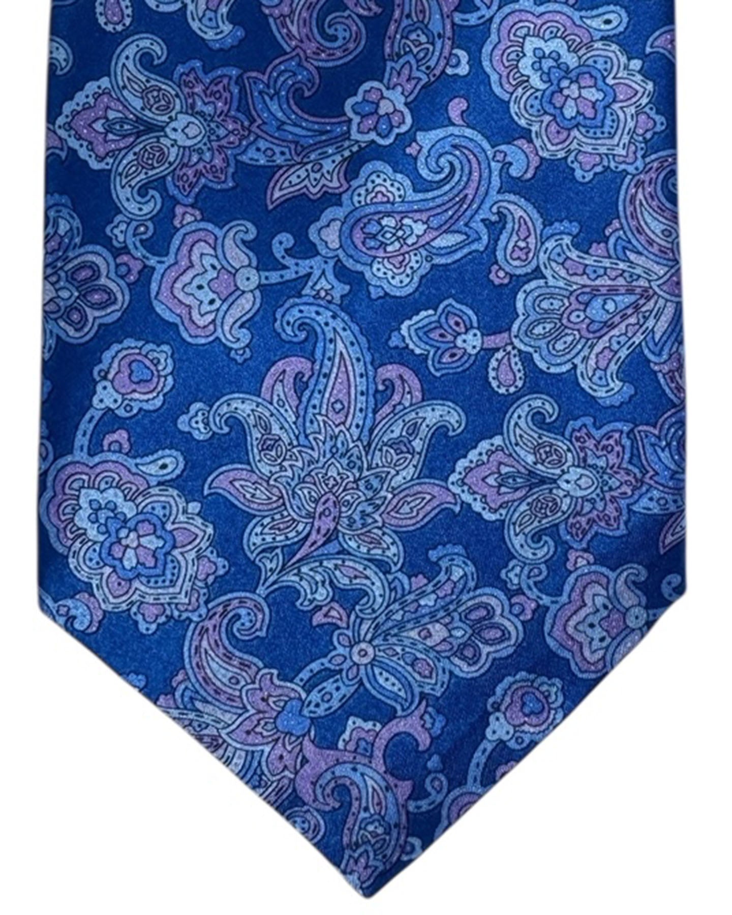 Stefano Ricci Tie Royal Blue Lilac Paisley