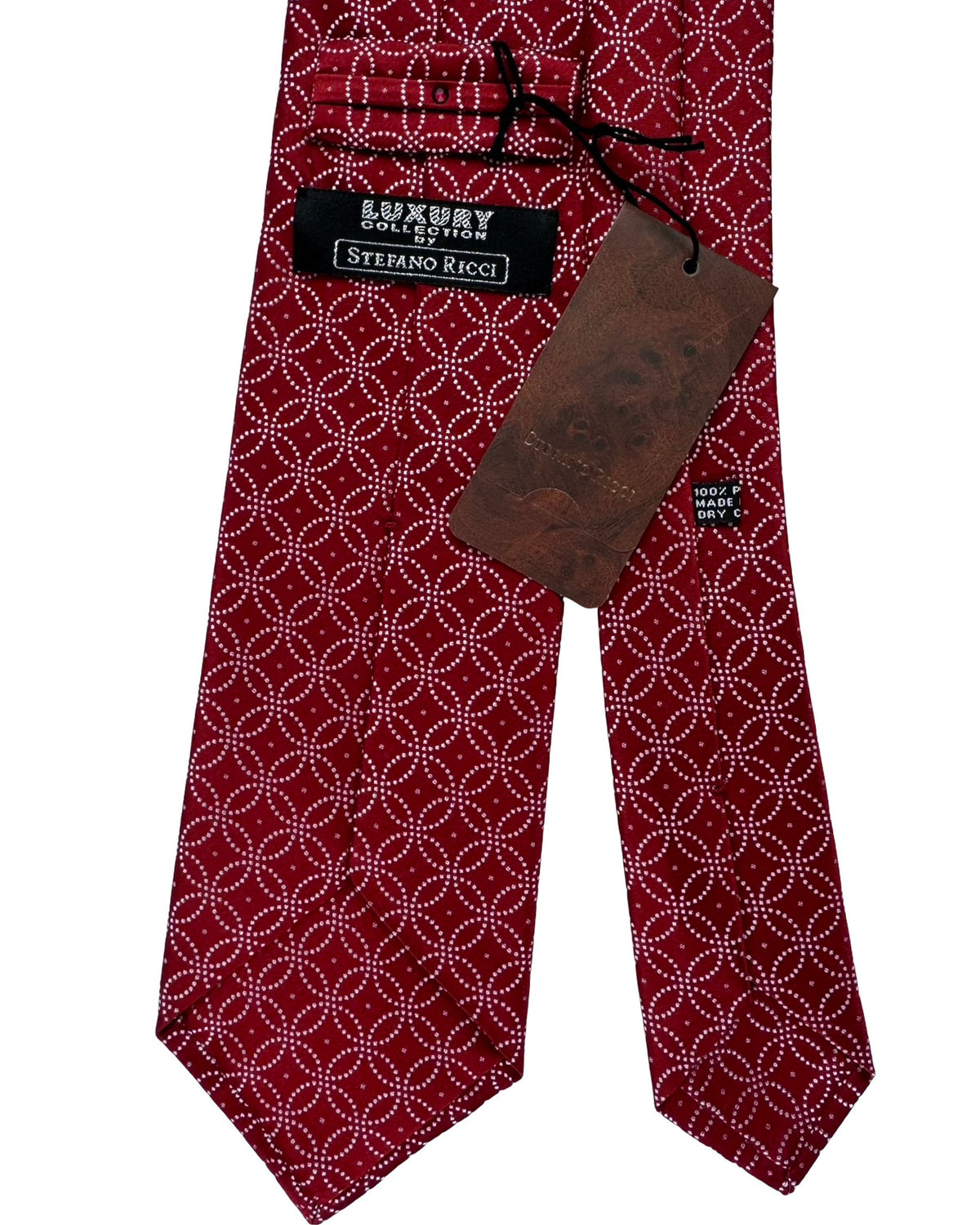 Stefano Ricci Tie Red And White Geometric Lattice Pattern