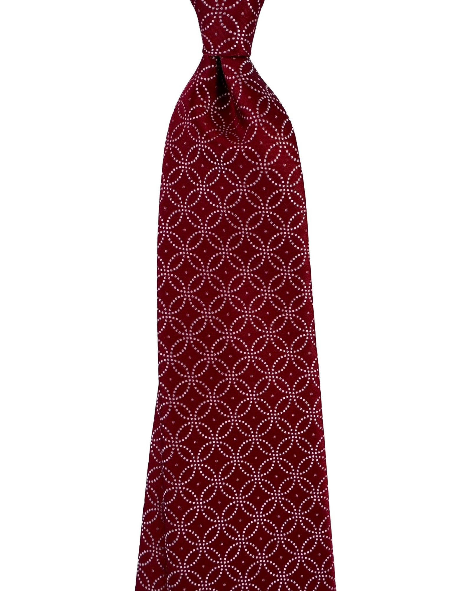 Stefano Ricci Tie Bordeaux Red Silver Geometric Lattice