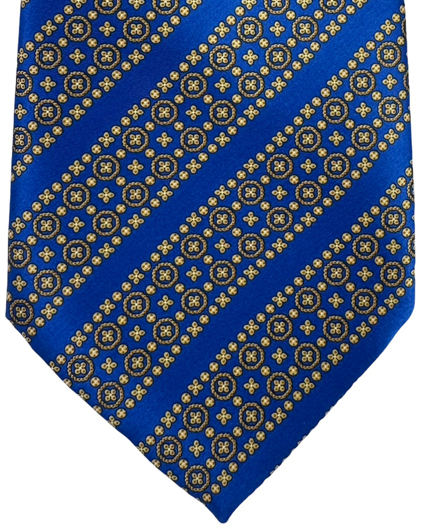 Stefano Ricci Tie Royal Blue Gold Pattern Stripes