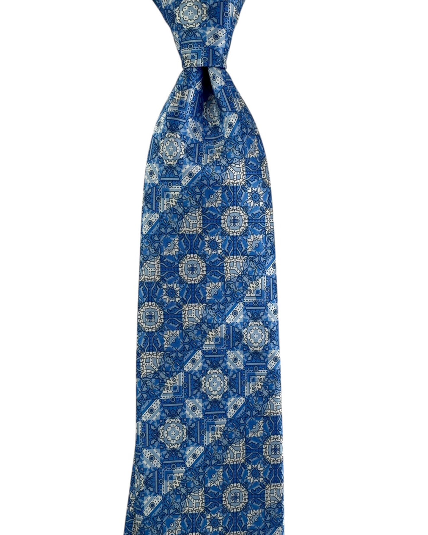 Stefano Ricci Tie Blue Ornate Moroccan Tile Pattern