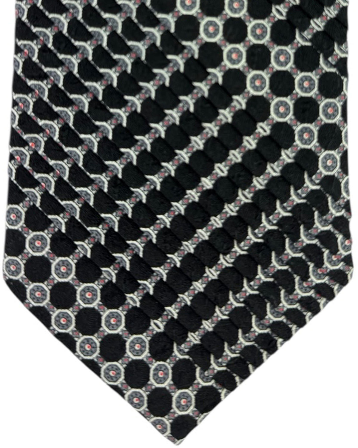 Stefano Ricci Silk Tie Black Grey Octagon Micro Pattern