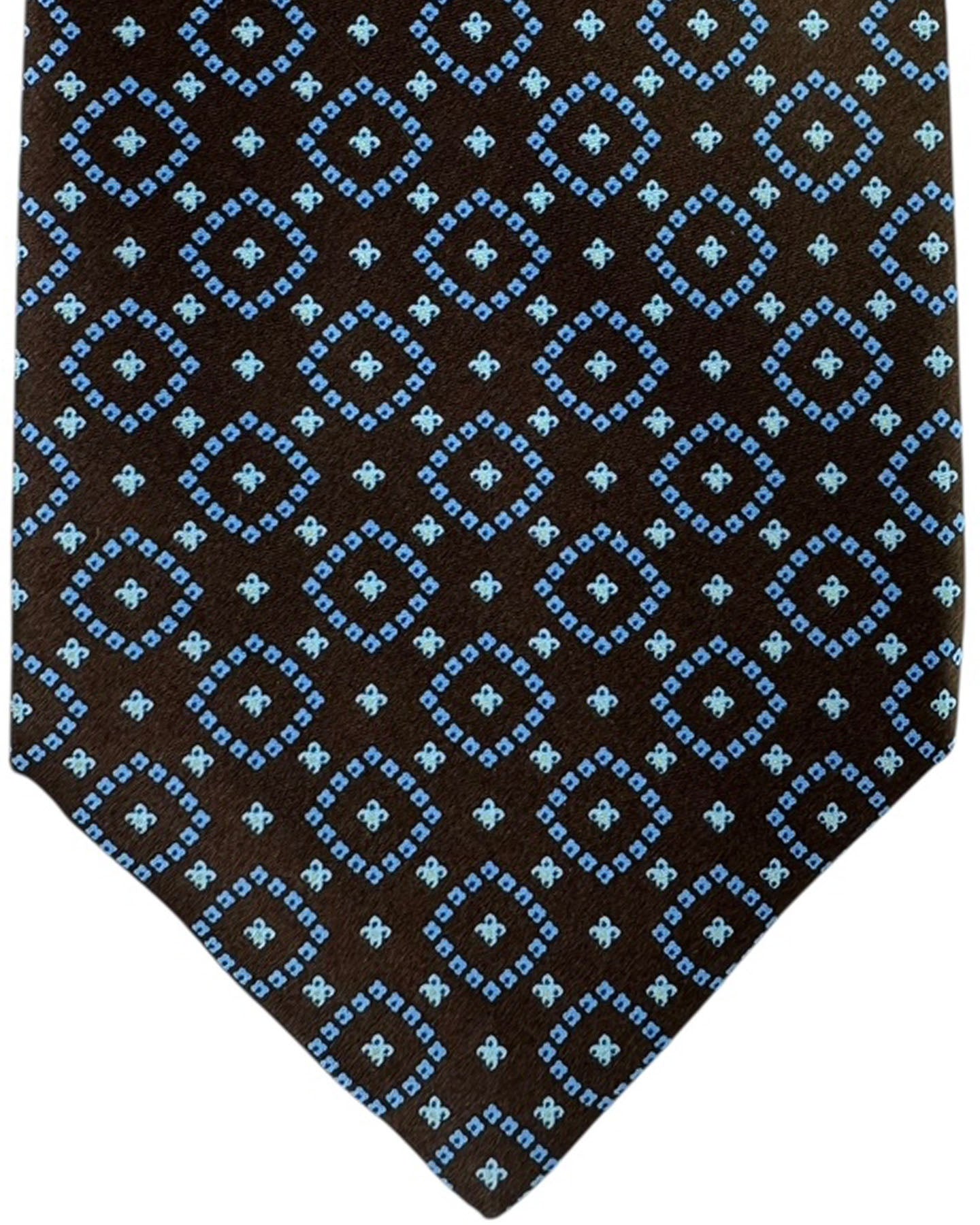 Stefano Ricci Silk Tie Brown Blue Diamond Pattern