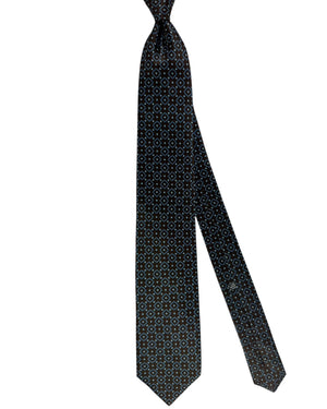 Stefano Ricci Silk Tie Brown Blue Diamond Pattern