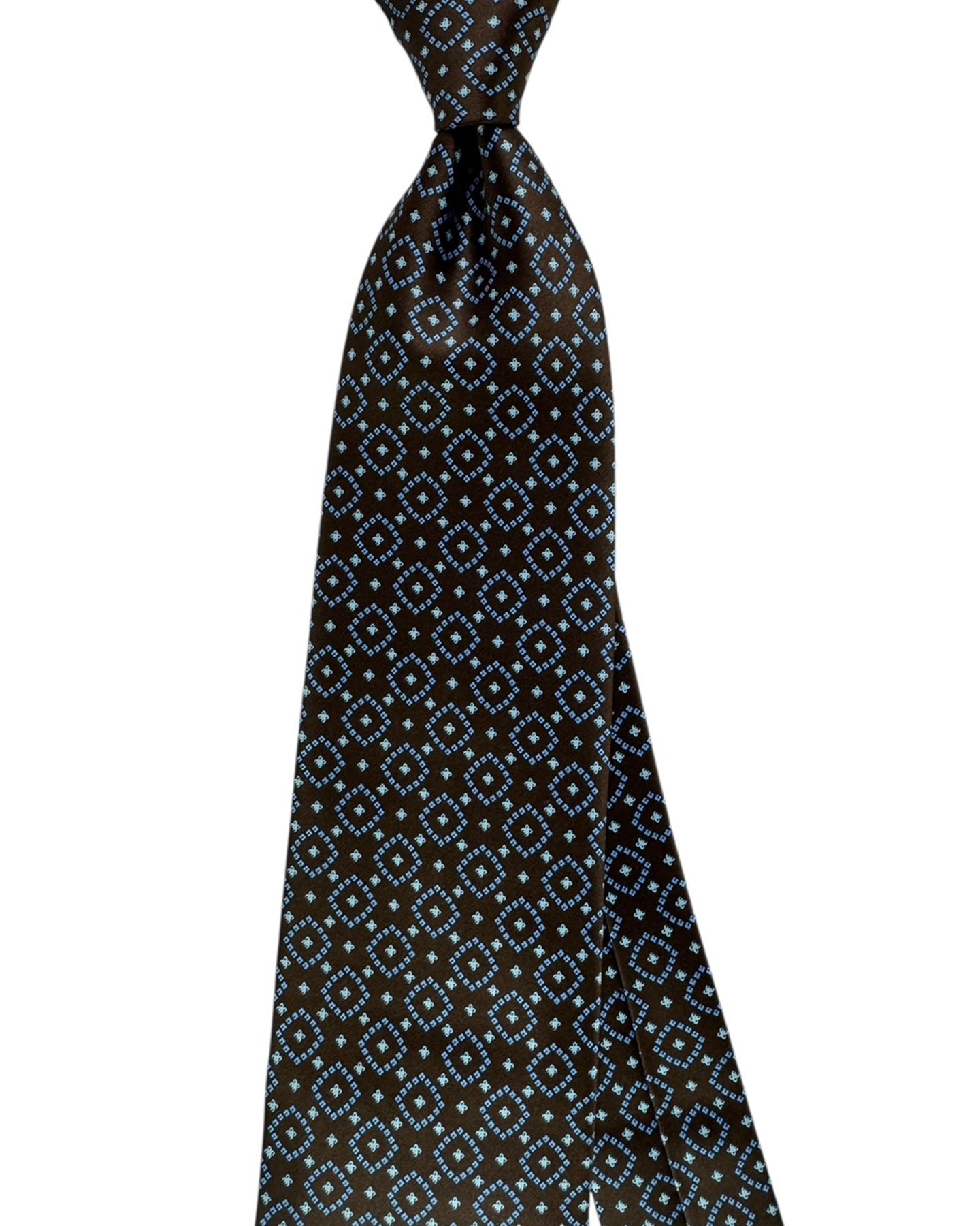 Stefano Ricci Silk Tie Brown Blue Diamond Pattern