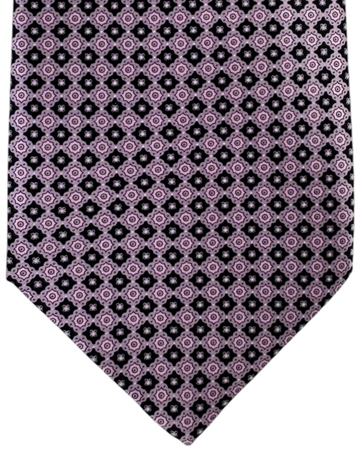 Stefano Ricci Silk Tie Pink Black Micro Medallion Pattern