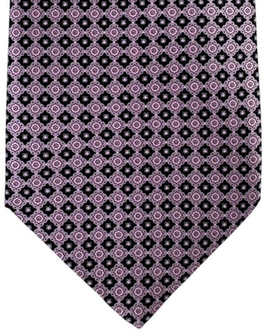 Stefano Ricci Silk Tie Pink Black Micro Medallion Pattern