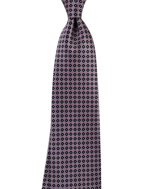 Stefano Ricci Silk Tie Pink Black Micro Medallion Pattern