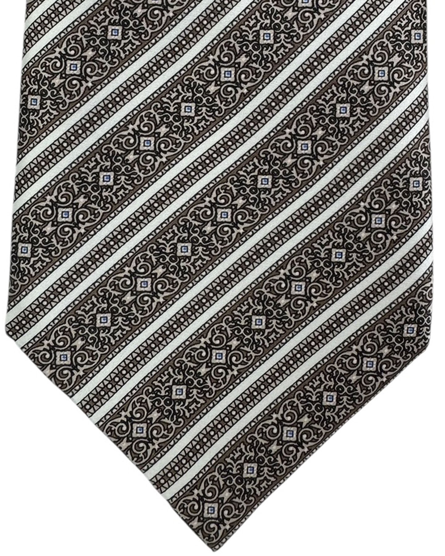 New Stefano Ricci Tie Gray Bronze Silver Patterned Stripes

