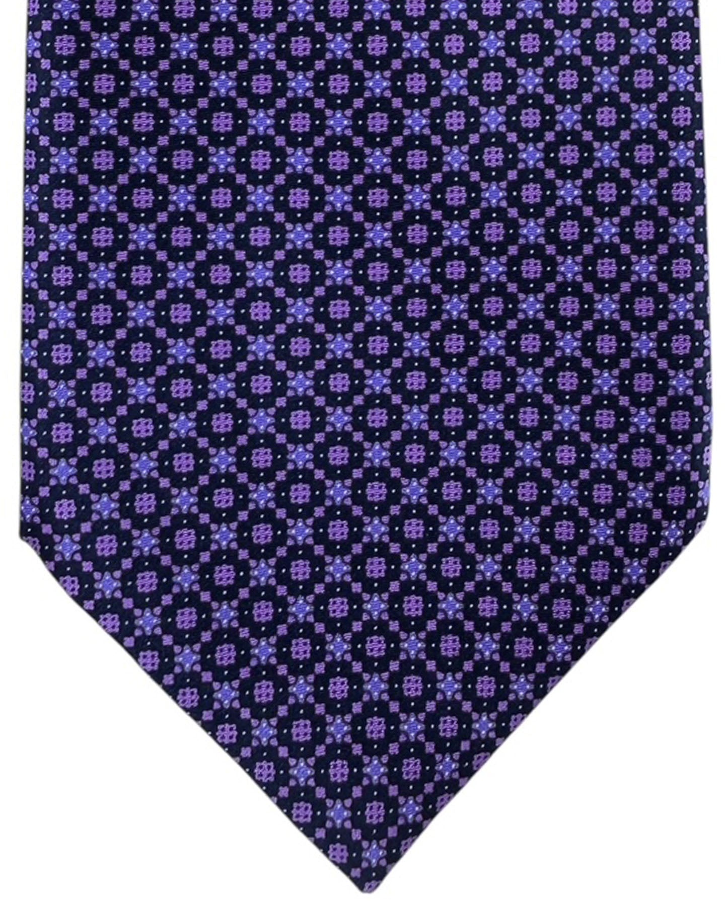 Stefano Ricci Silk Tie Purple Micro Floral Cluster Pattern