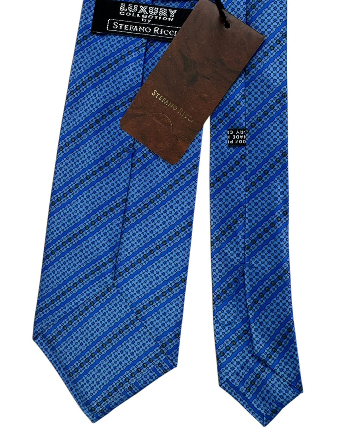 Stefano Ricci Tie Bright Blue With Geometric Stripe