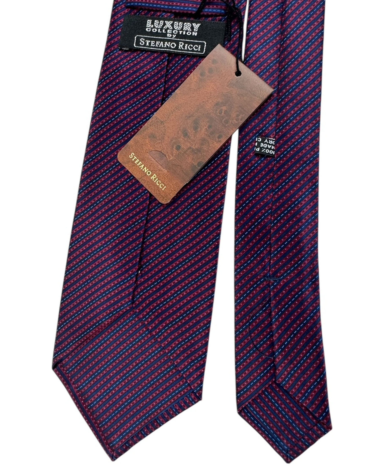 Stefano Ricci Tie Dark Blue And Bordeaux Stripe Tie