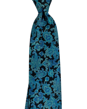 Stefano Ricci Tie Black Aqua Blue Paisley