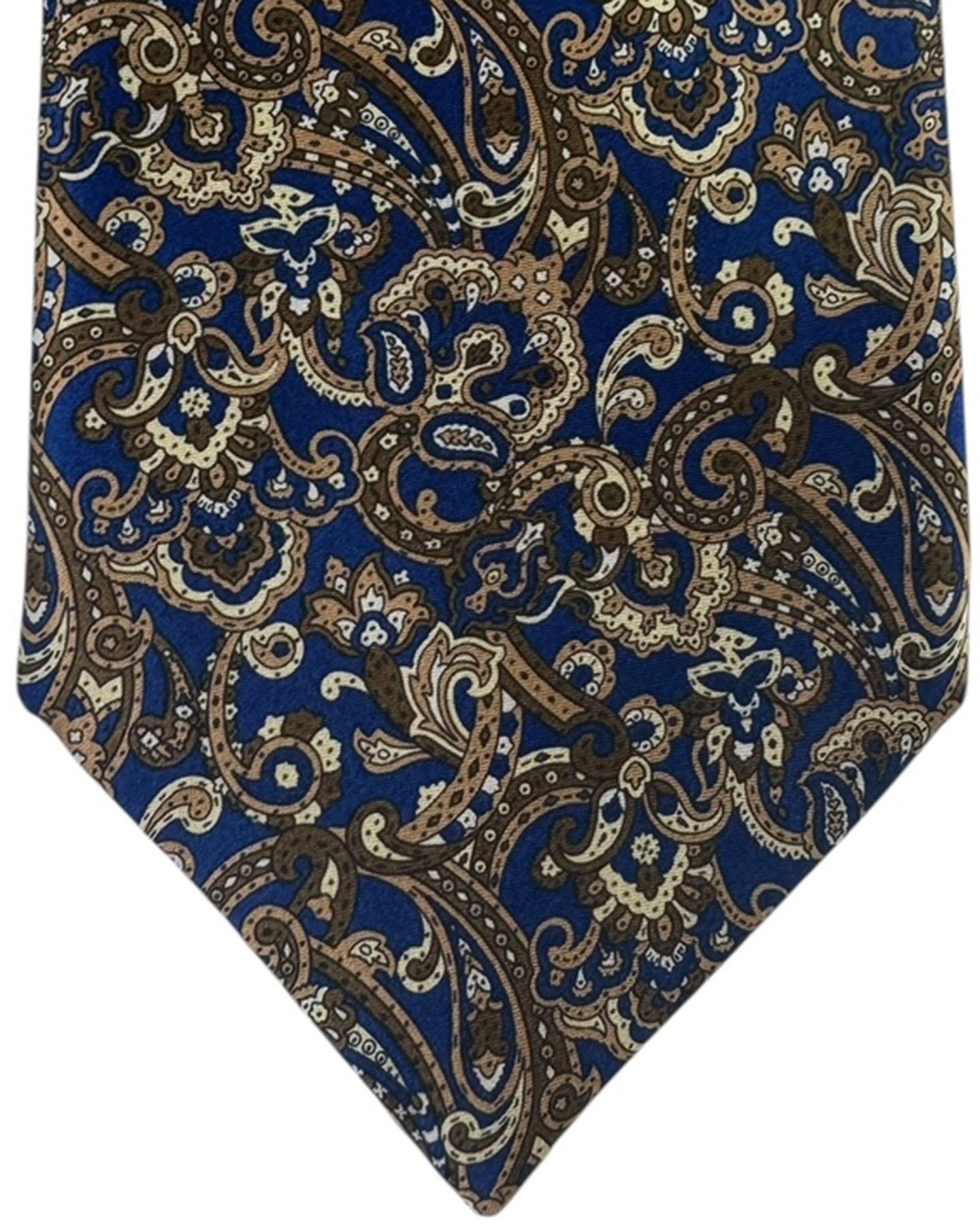 Stefano Ricci Silk Tie Midnight Blue Brown Paisley Floral Pattern