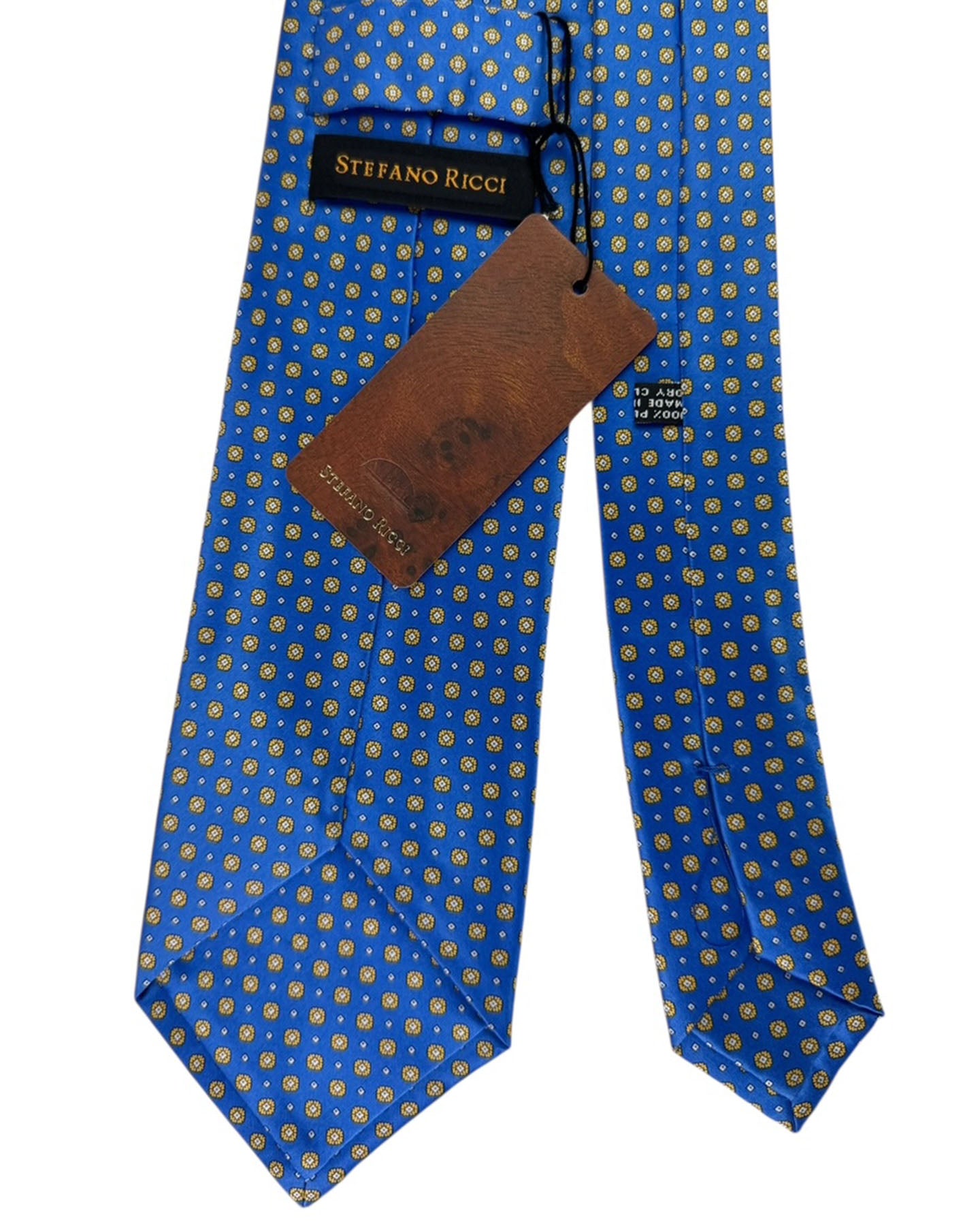 Stefano Ricci Silk Tie Blue Gold Medallion Pattern