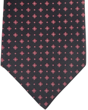 Stefano Ricci Silk Tie Black Red Micro Floral Pattern