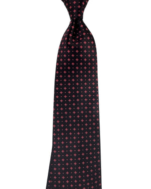 Stefano Ricci Silk Tie Black Red Micro Floral Pattern