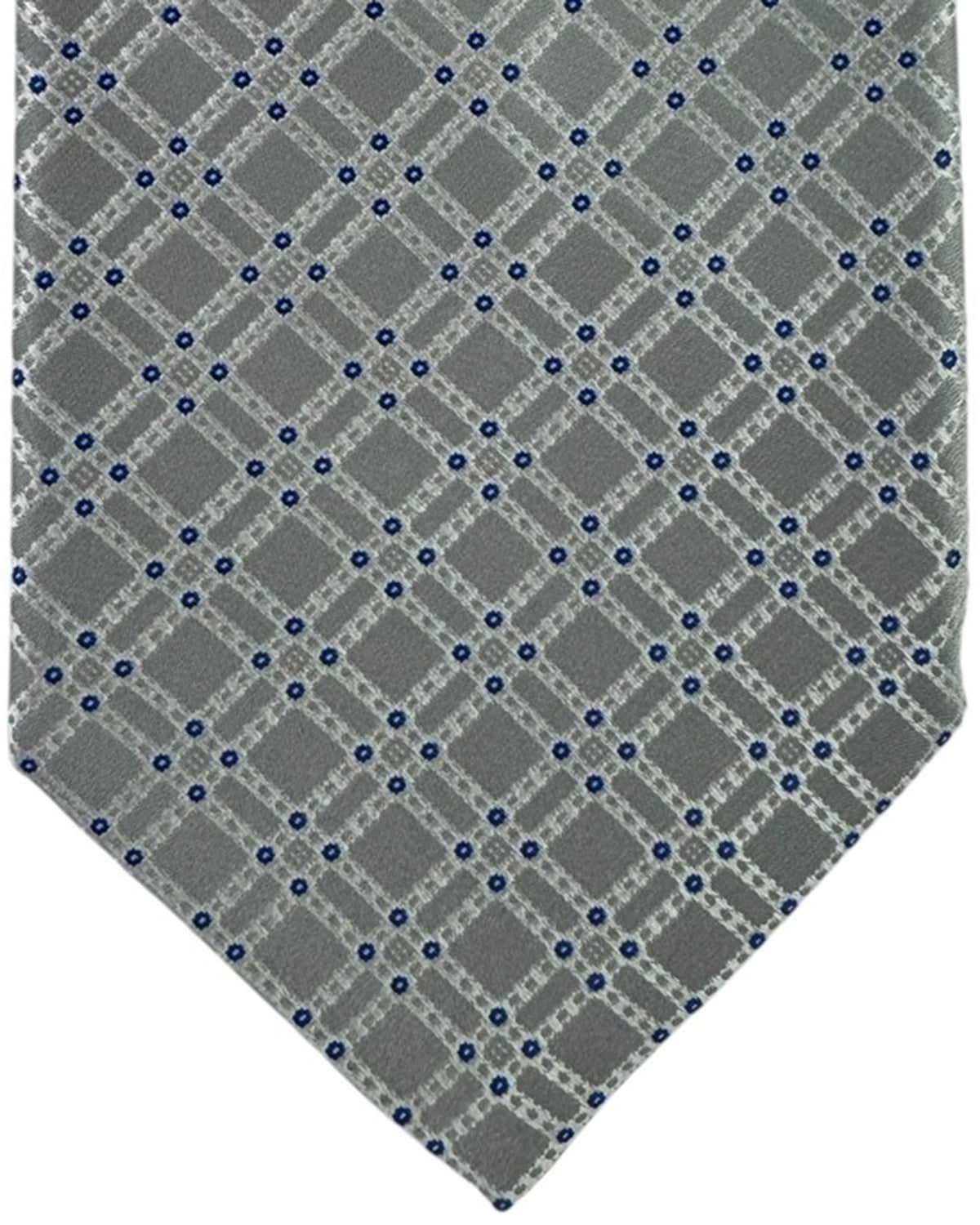 Stefano Ricci Silk Tie Grey Blue Lattice Pattern