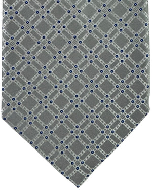 Stefano Ricci Silk Tie Grey Blue Lattice Pattern