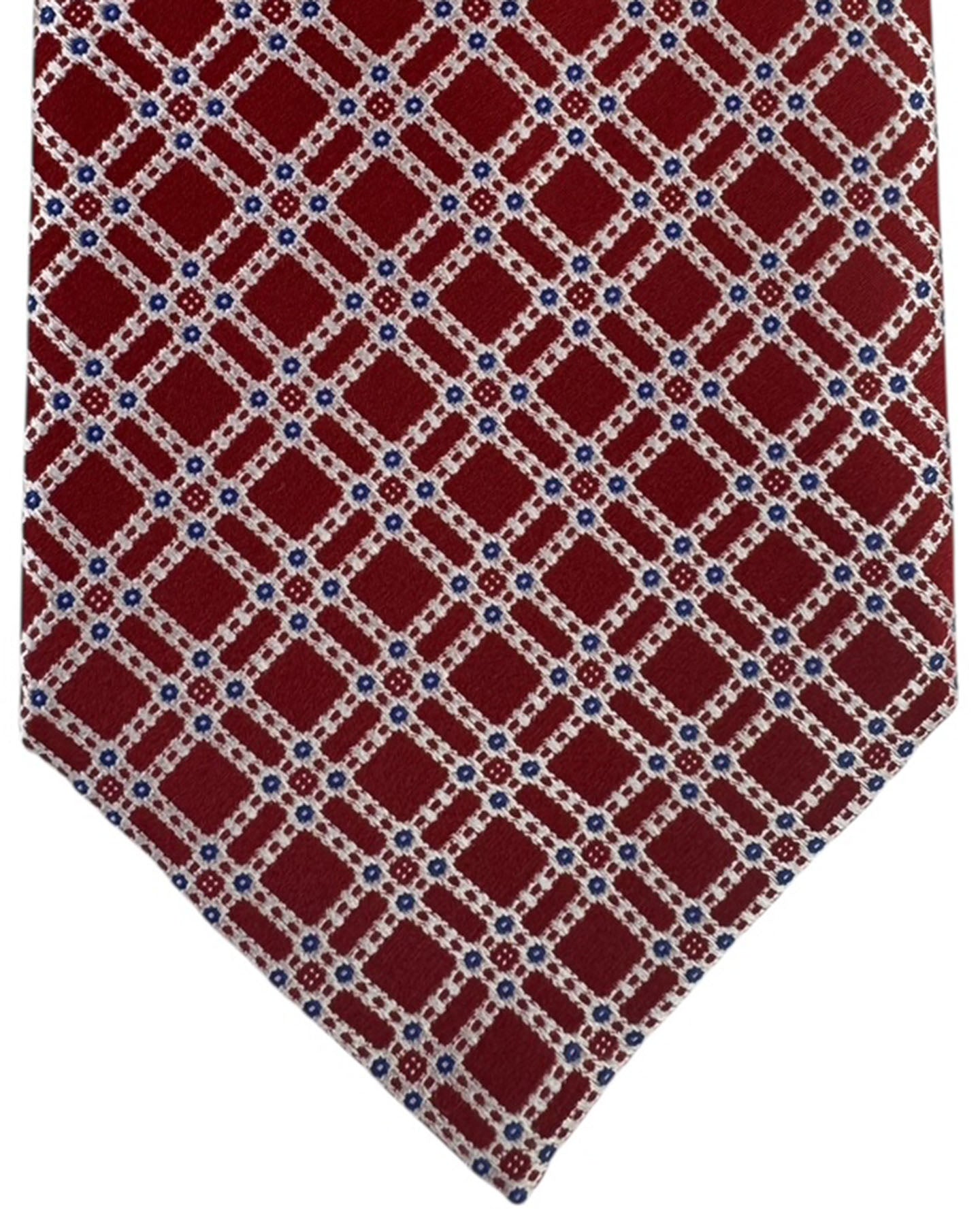 Stefano Ricci Silk Tie Bordeaux Lattice Pattern