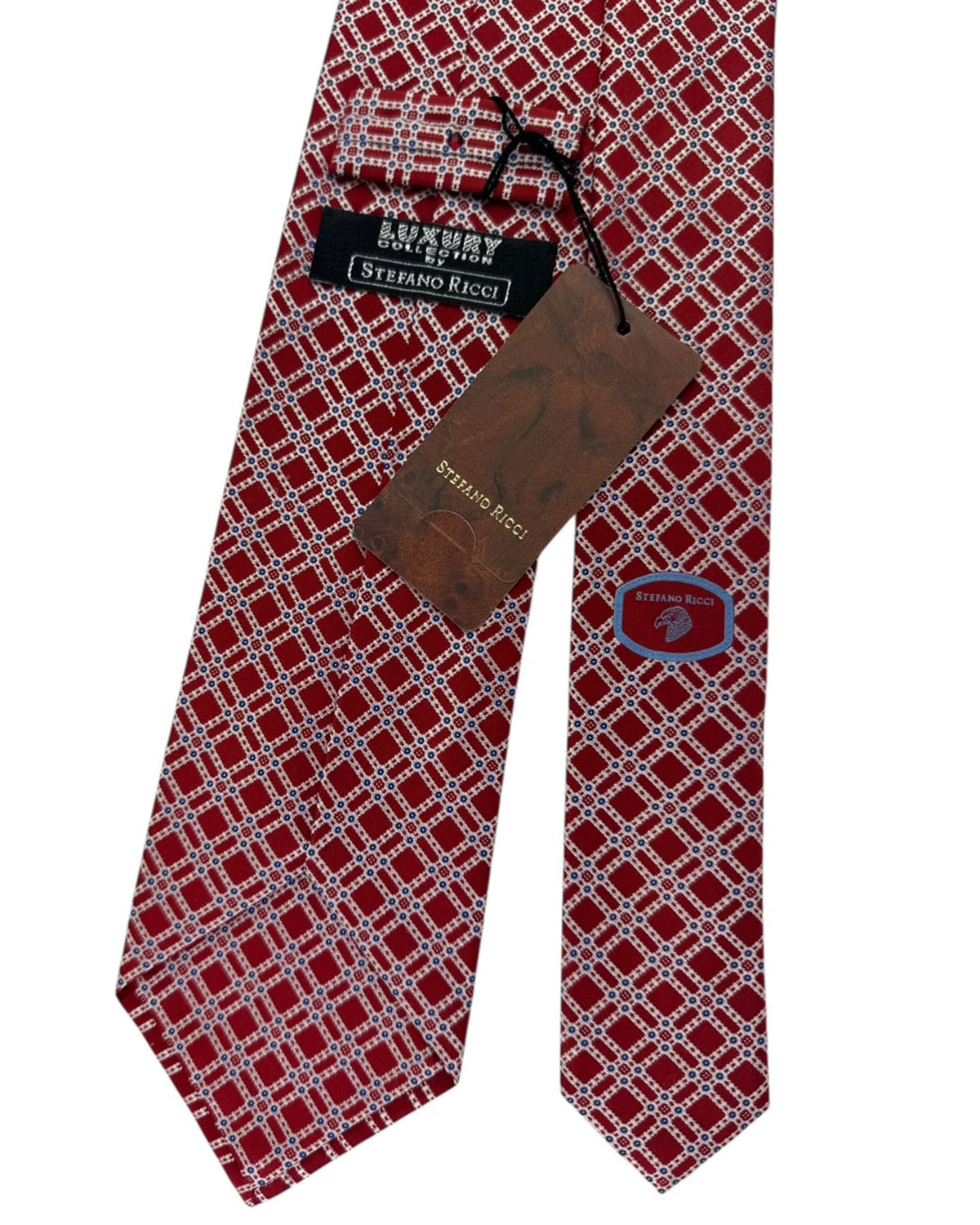 Stefano Ricci Silk Tie Bordeaux Lattice Pattern