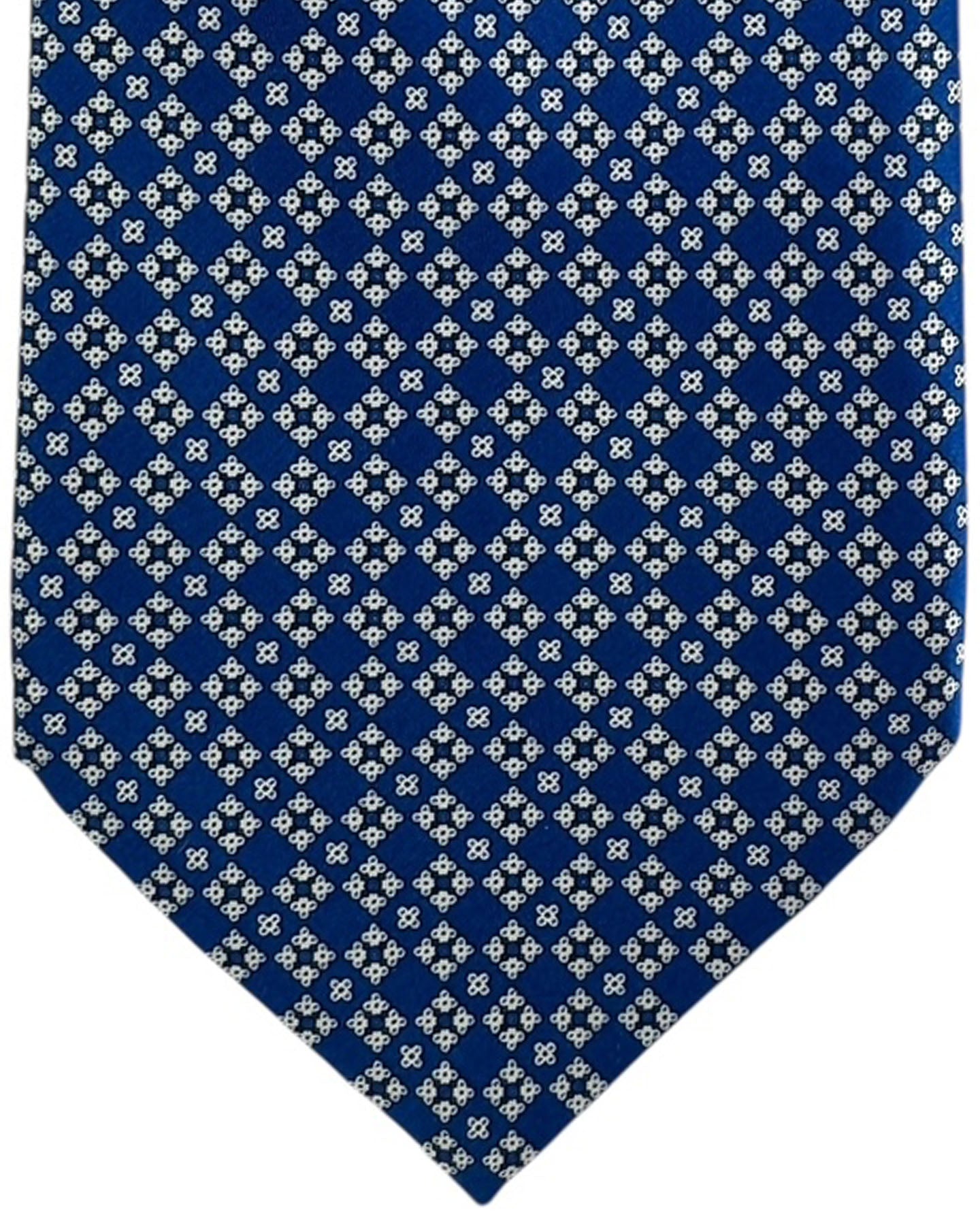 Stefano Ricci Silk Tie Royal Blue Silver Geometric