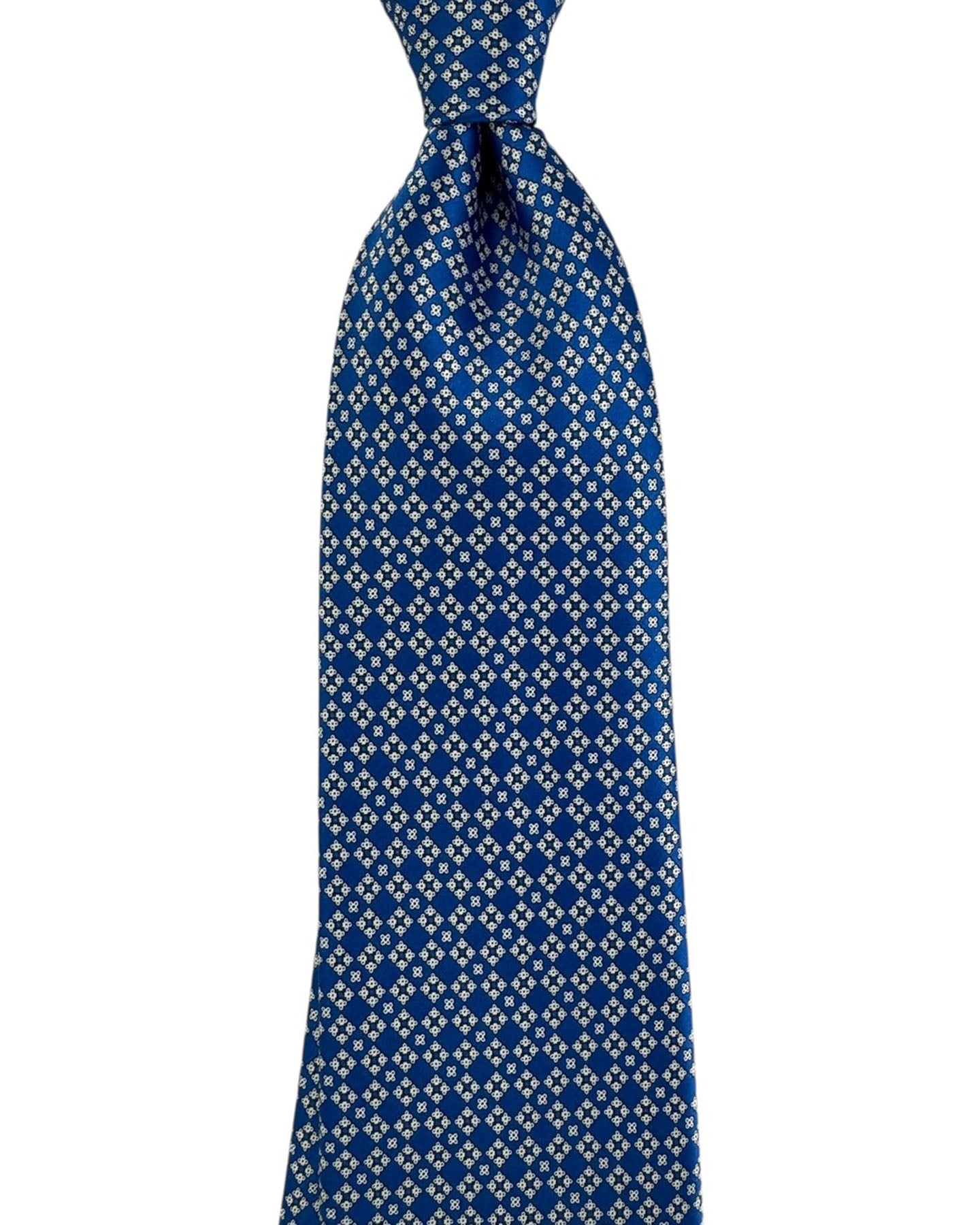 Stefano Ricci Silk Tie Royal Blue Silver Geometric