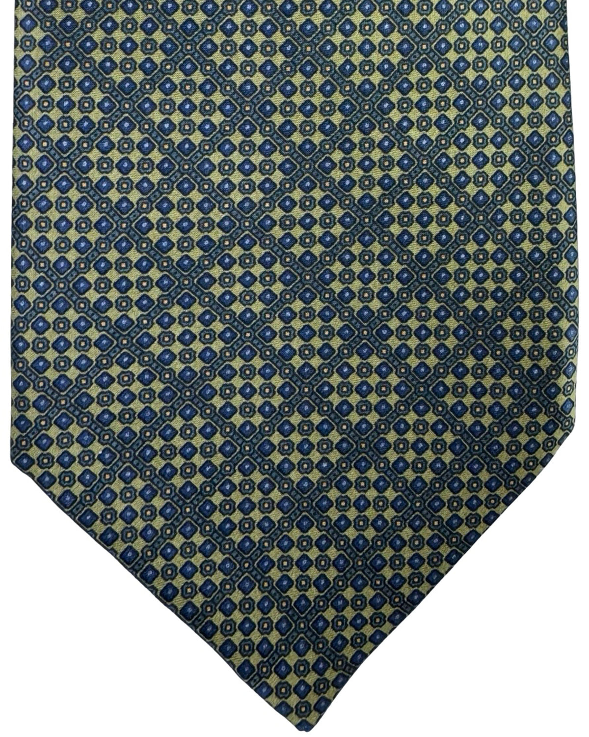 Stefano Ricci Silk Tie Forrest Green And Navy Medallion Pattern