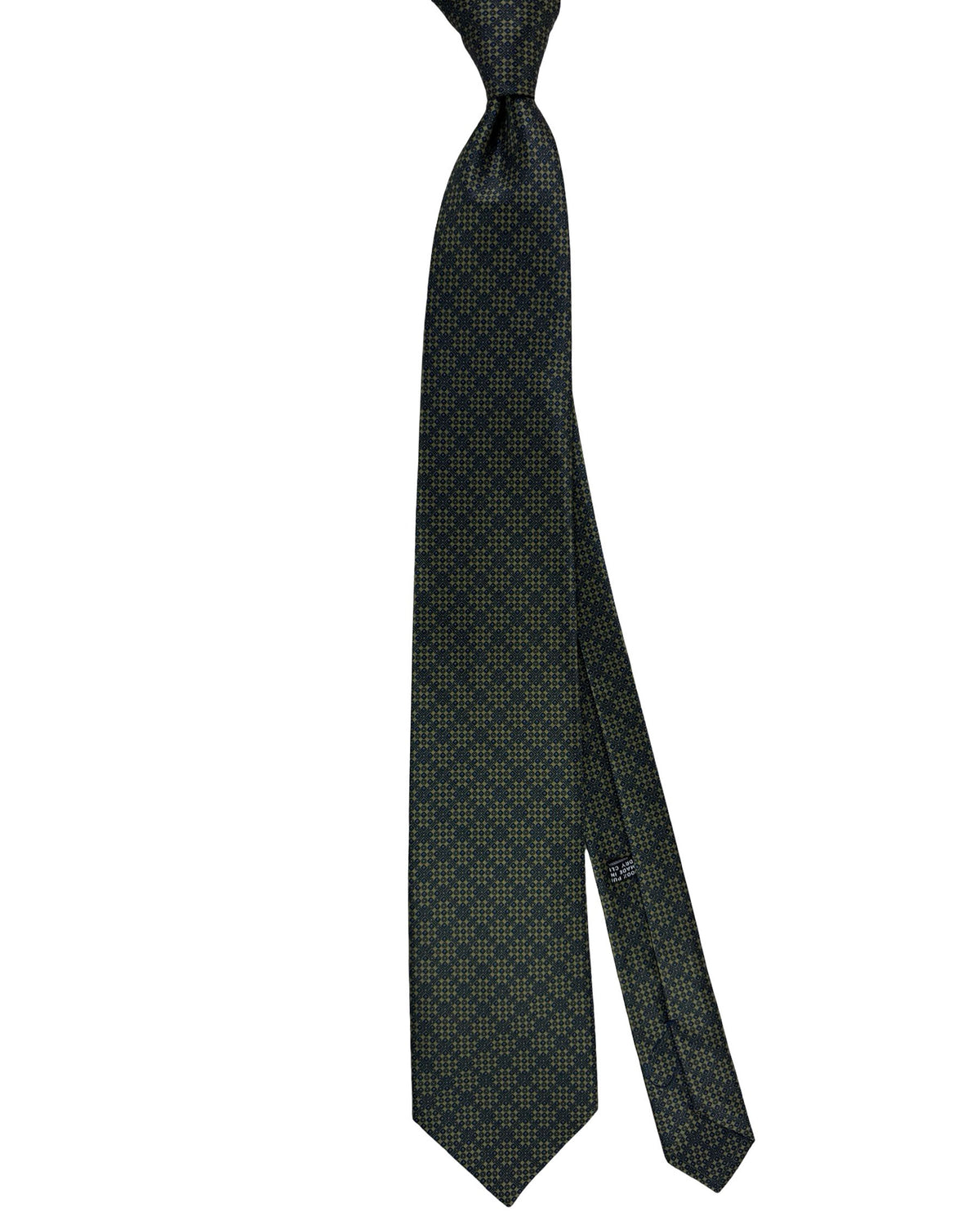 Stefano Ricci Silk Tie Forrest Green And Navy Medallion Pattern