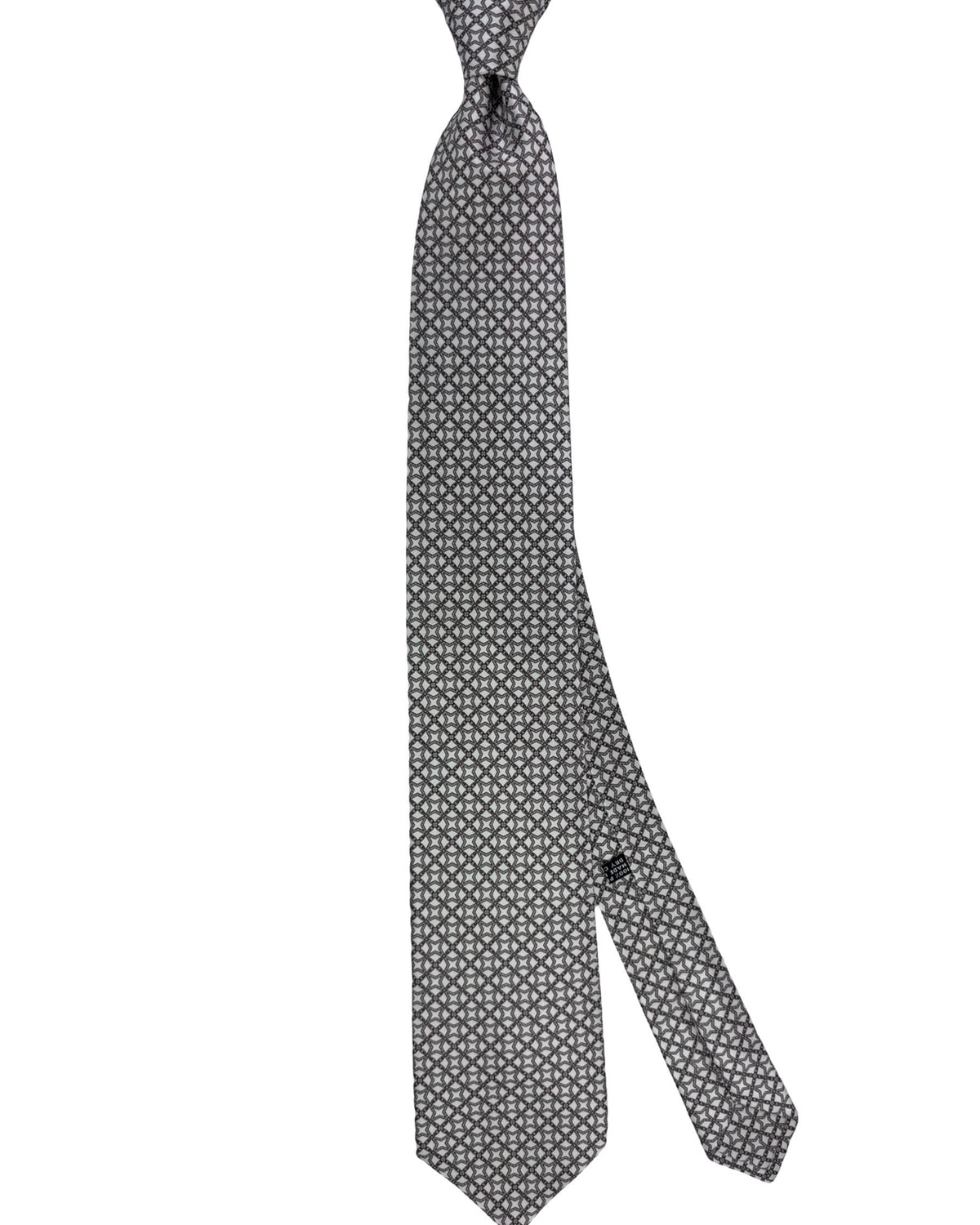 Stefano Ricci Silk Tie Light Grey Geometric Lattice