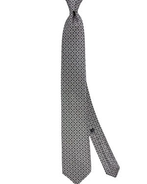 Stefano Ricci Silk Tie Light Grey Geometric Lattice
