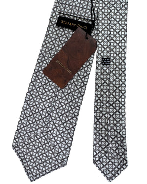 Stefano Ricci Silk Tie Light Grey Geometric Lattice