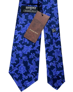 Stefano Ricci Silk Tie Midnight Blue Large Paisley Pattern