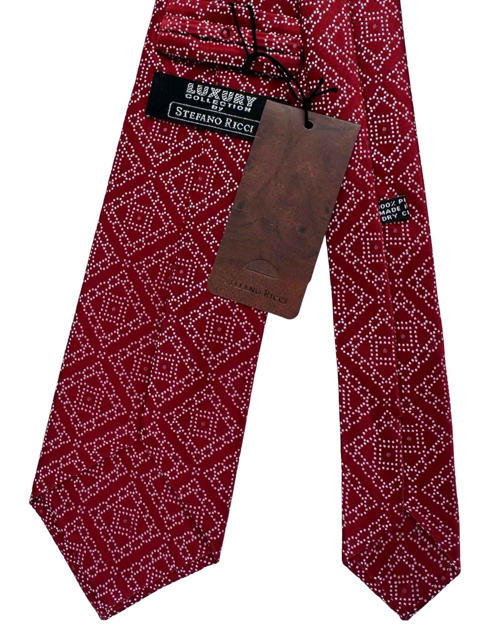 Stefano Ricci Tie Bordeaux Diamond Dot Pattern