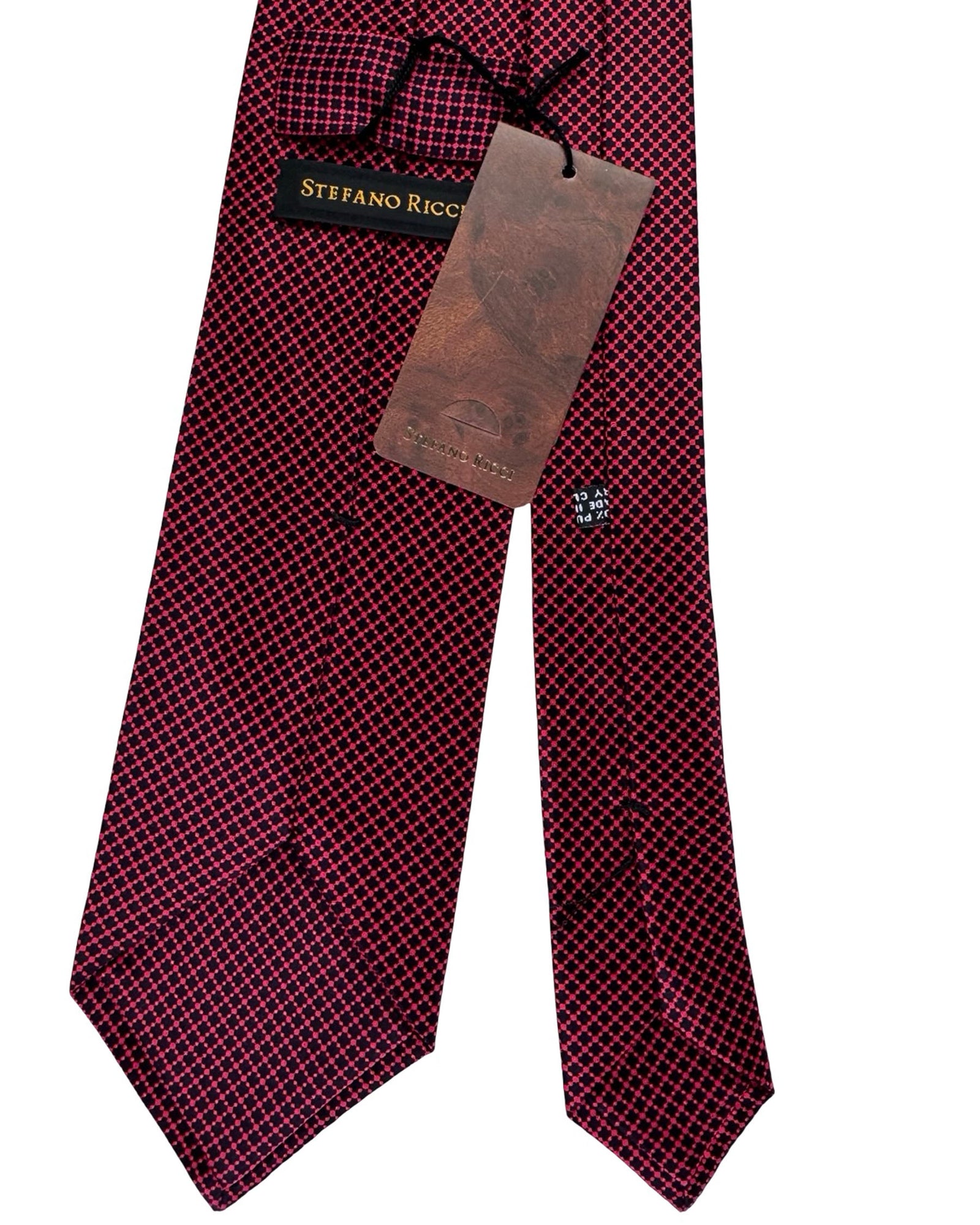 Stefano Ricci Tie Midnight Red Micro Geometric Pattern